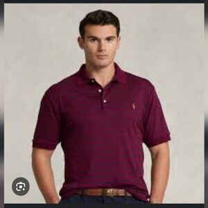 Polo Ralph Lauren Men’s Maroon & Navy Striped Polo Shirt